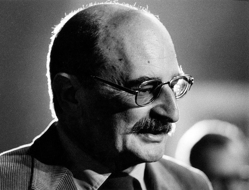 Sławomir Mrożek, 1987, Photo by Wojciech Plewiński / Forum